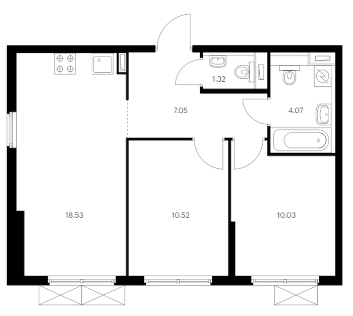 2-комнатная квартира 51.52 м², 4/15 эт., ЖК «Янинский лес»